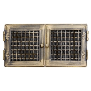 Kratka kominkowa stylowa 21x43cm z żaluzją złota patyna