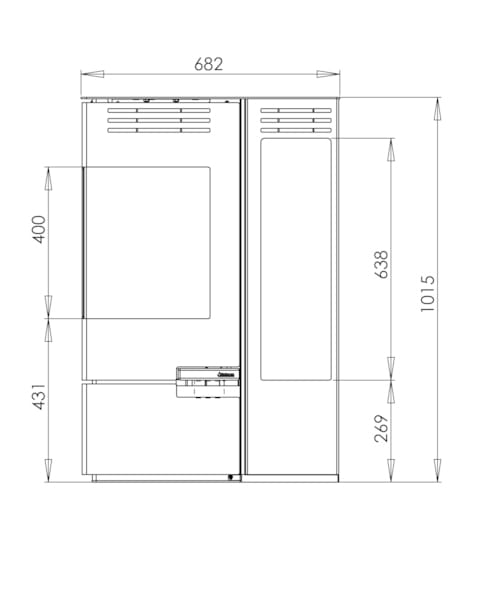 Piec wolno stojący Aduro 12 z boxem na drewno z doprowadzeniem powietrza www.bielsko-kominki.pl 6